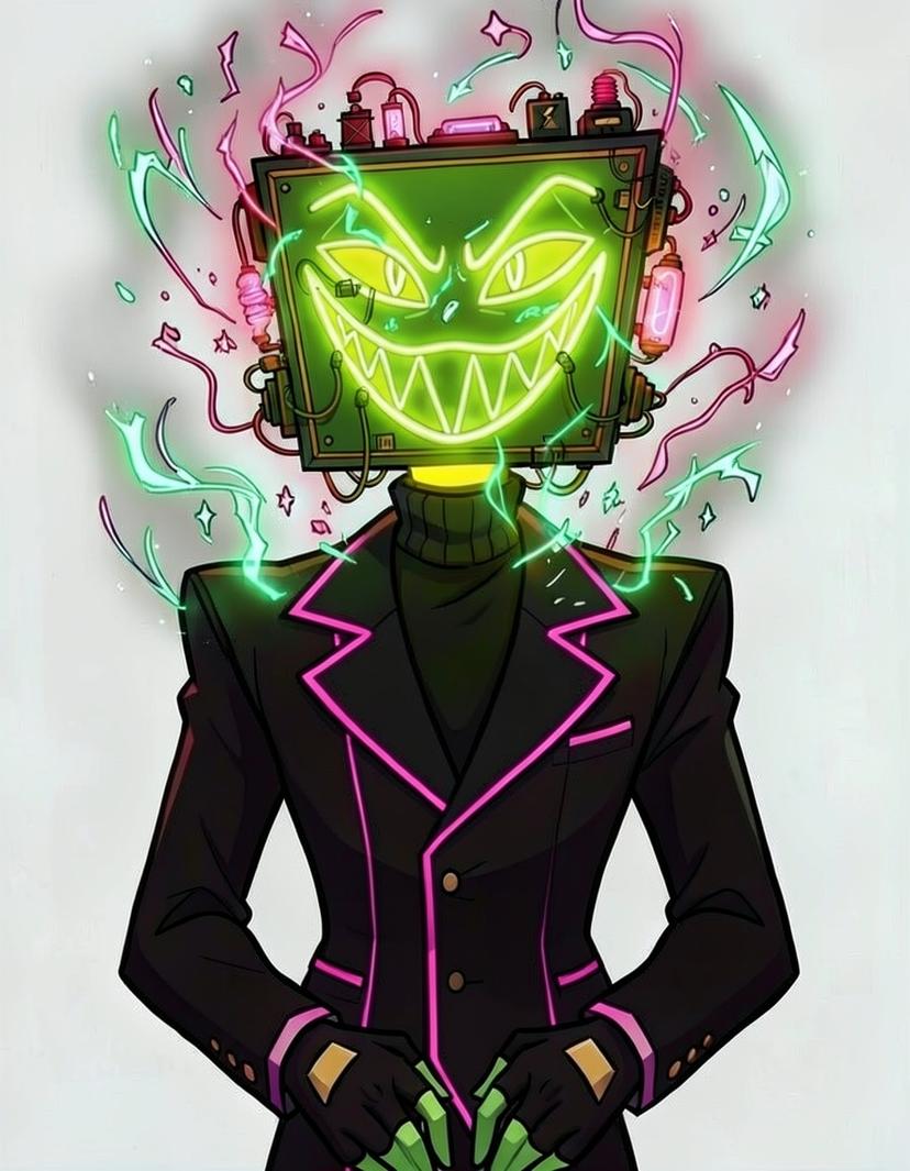 Neon Grin, a Hazbin Hotel OC made on GenTube