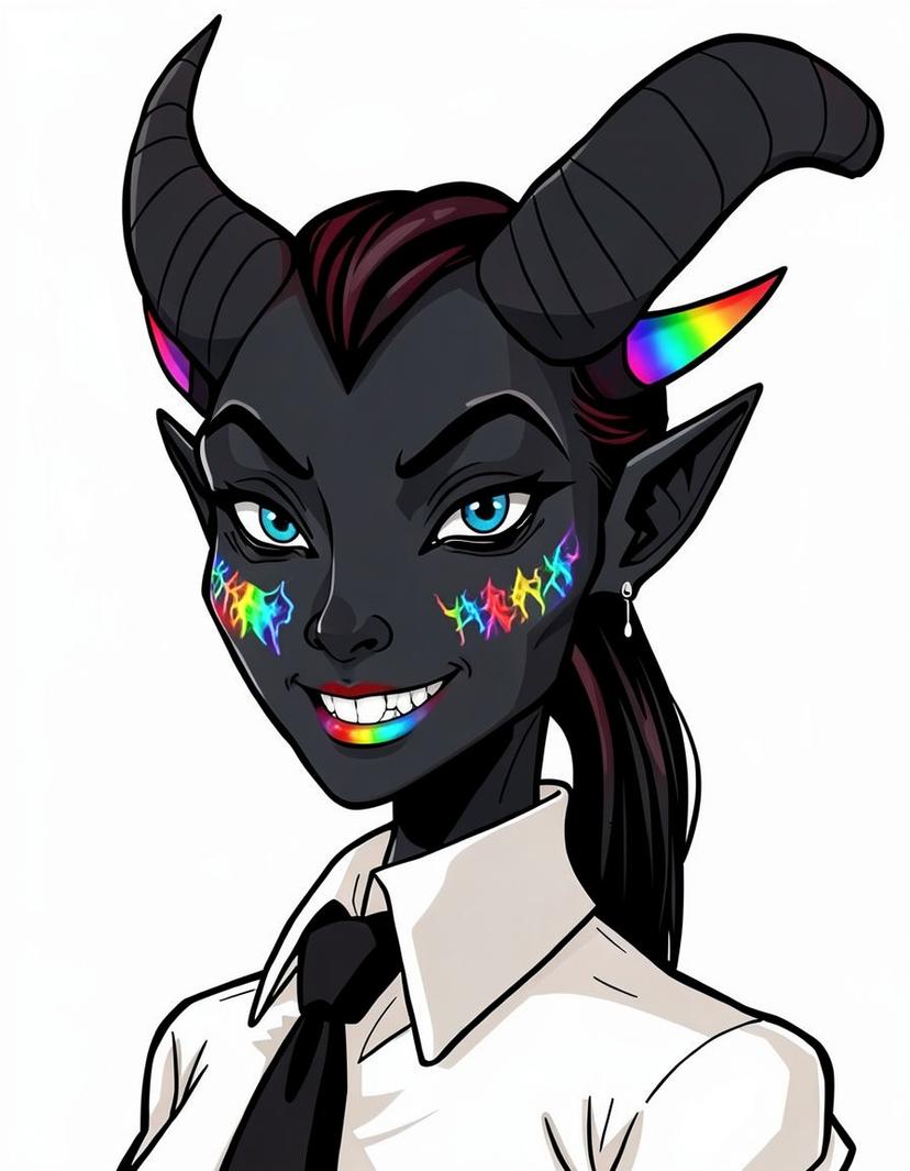 Shade Emberhorn, a Hazbin Hotel OC made on GenTube