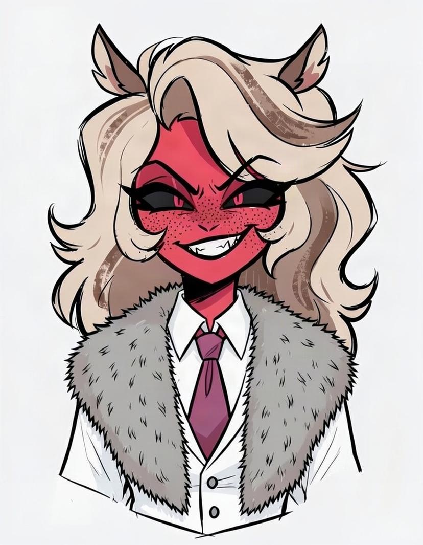 Scarlet Vex, a Hazbin Hotel OC made on GenTube