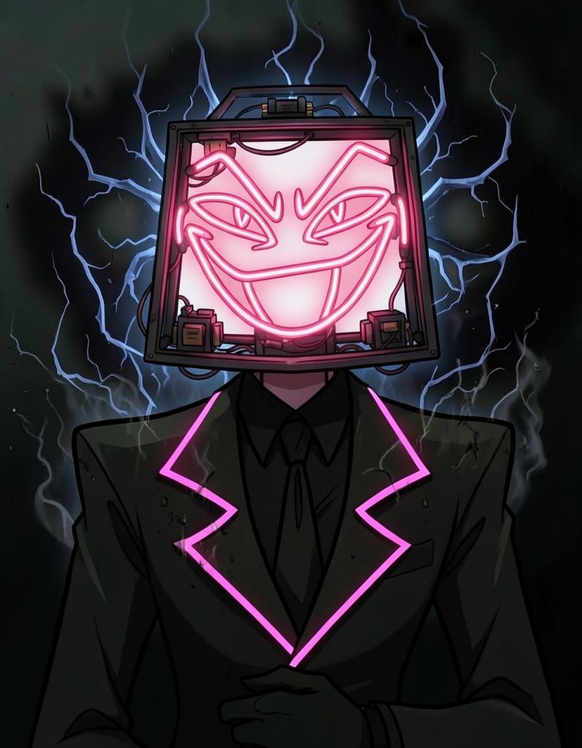 Neon Grin, a Hazbin Hotel OC made on GenTube