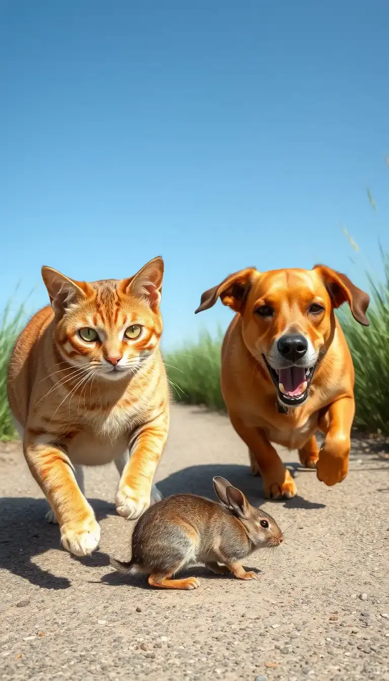 cat and dog is the run in mouse and rabbit is run in cata