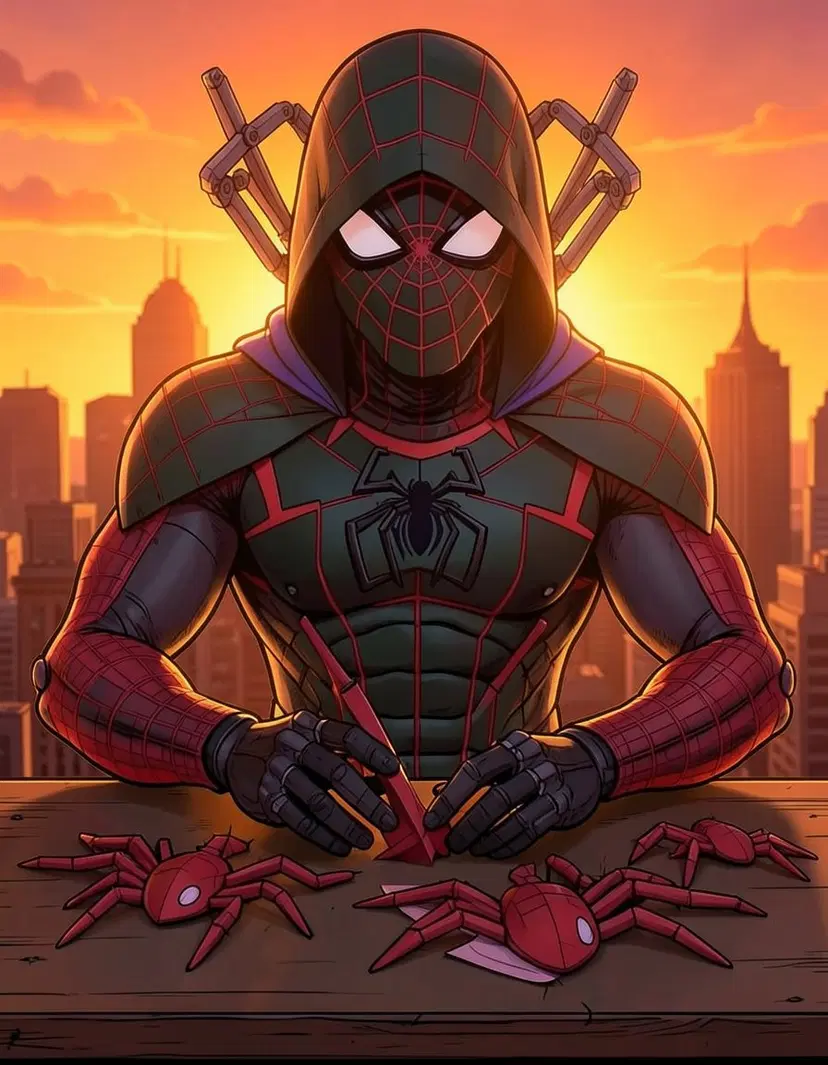 Obsidian Spider, a Spider Man OC made on GenTube