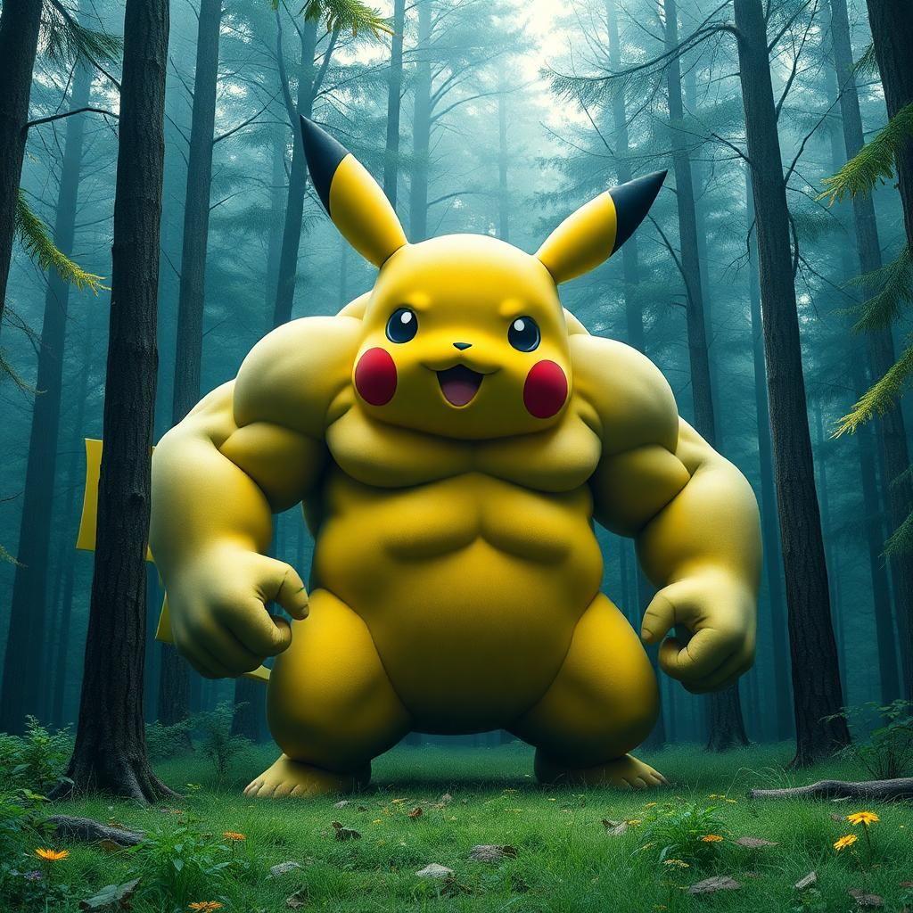 GenTube | Swiping: massive huge muscle pikachu in the forest