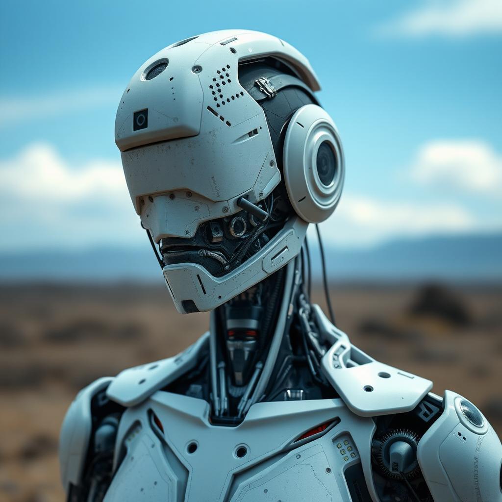 A cyborg, half human