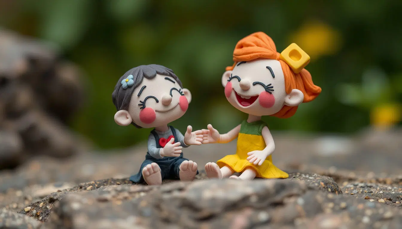 Delightful, claymation, stop motion, stop-motion animation, stop motion photography, stop motion still, clay figure, clay model, plasticine, handmade, sculpted, textured clay