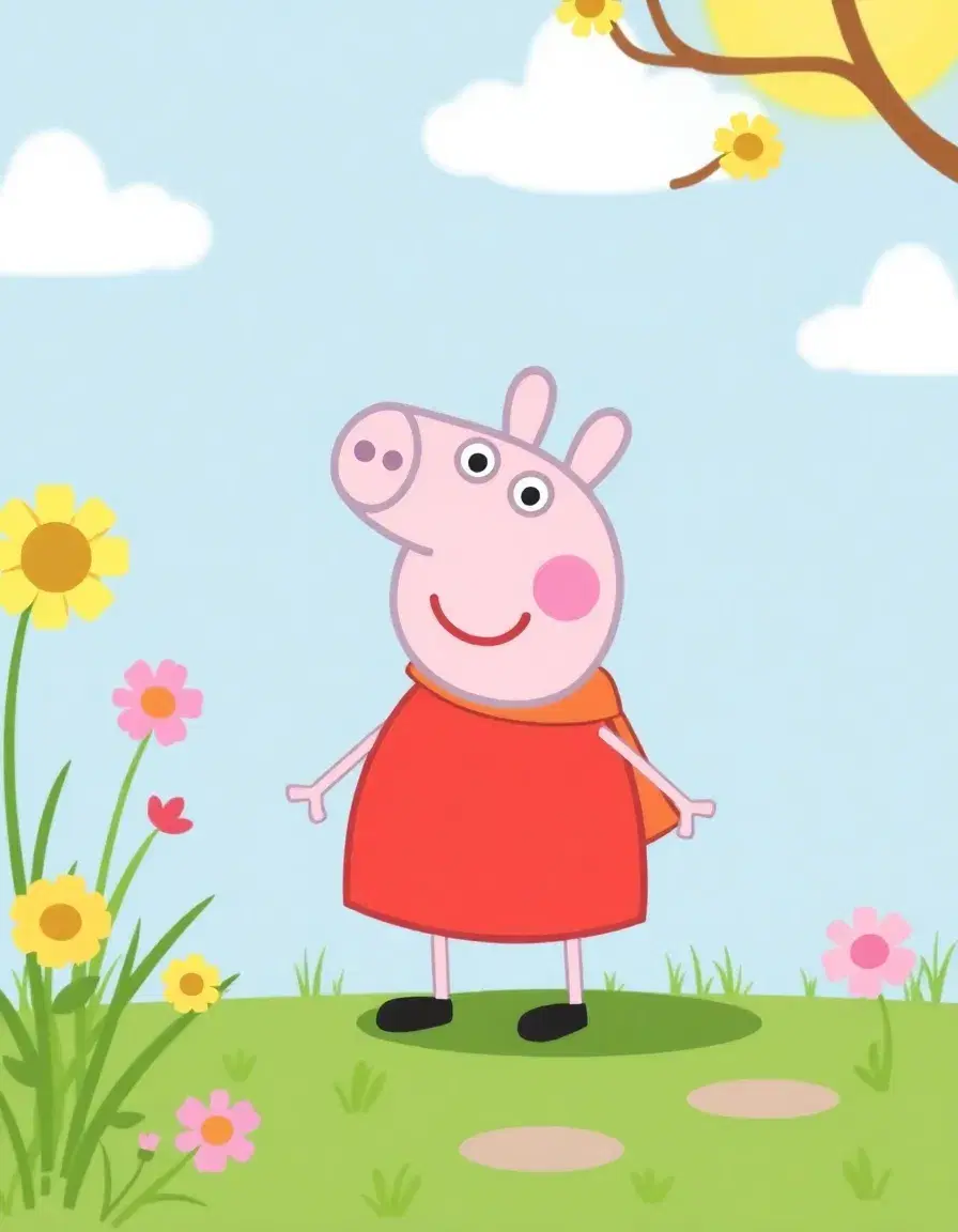 please create cute cartoon charater like peppa pig but not peppa pig