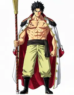 Redraw the person in the reference image as a character portrait of male, them, fully clothed, black hair, messy, shaggy laye hair like a wolf cut, in the style of One Piece, faithful to its official art style, vivid saturated colors, head and shoulders, facing forward, plain flat white background. Keep their face, hairstyle and distinguishing features clearly recognisable as the same person.