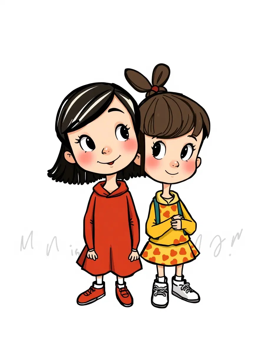 Transform the subject from the uploaded image into a character in the style of Charlie and Lola (children's cartoon). Match the official cartoon look - thin sketchy outlines, flat colors, childlike proportions, playful hand-drawn charm, and simple textures.

Retain the subject's original clothing, hairstyle, facial features, accessories, skin tone, pose, and expression - but reinterpret them as if they belong in the Charlie and Lola can I upload a photo? 
