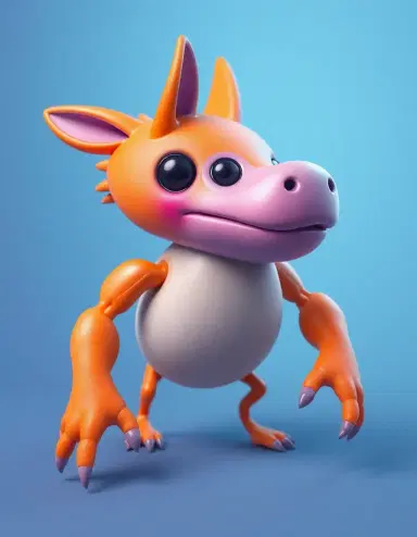 A surreal and humorous digital illustration of a fusion between a [ANIMAL] and a [OBJECT]. The creature combines anatomical elements of both, creating a bizarre yet visually appealing hybrid. The design is playful and absurd, with vibrant, clean colors, soft lighting, and highly detailed textures. The image has a polished, semi-realistic 3D-rendered style, evoking a whimsical and meme-like aesthetic. ambiental