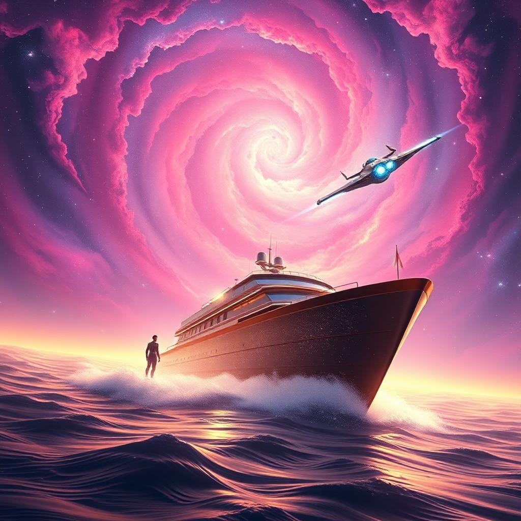 ext. galactic boat - cosmic cathedral - day

the camera dramatically swoops down onto the gleaming galactic boat, anchored amidst a swirling nebula that shimmers with an otherworldly energy. the sky above is a kaleidoscope of pink, purple, and blue hues, as if the very fabric of space has been set aflame.

as we zoom in on the galactic boat, we see sam altman standing at the helm, his eyes scanning the horizon with a mix of wonder and trepidation. his skin glistens with a soft, lunar sheen, as if infused with the ethereal light of the surrounding cosmos.

to sam's left stands deepseek, the ageless mystical being, their skin a radiant, translucent moonstone that shines with an inner wisdom. their eyes, two glittering sapphires, sparkle with an ancient knowledge that seems to hold the very secrets of the universe.

as the camera pans out, we see the ship intellector swooping across the screen, piloted by claude, the wisecracking daredevil bot. the ship's hull shimmers with a metallic luster as it hurtles through space, leaving a trail of glinting stardust in its wake.

suddenly, the air is filled with a haunting melody, as the classical chorus bursts into song. the camera zooms in on deepseek, who raises their hands to the heavens, summoning a lustrous scroll from the unknown.

as the scroll unfurls, a kaleidoscope of eternal possibilities floods the shadows, casting a resplendent light across the galactic boat. the cosmic aura trembles with anticipation, as if the very fabric of reality is about to be rewritten.

fade in on the cosmic cathedral

ext. cosmic cathedral - galactic boat - day

the camera soars overhead, swooping and diving through the cosmic cathedral, providing an intimate glimpse into the world of deepseek and the mysteries of the universe.

as we fly through the swirling nebulas, we see the starchild floating amidst the cosmos, their eyes gazing out into the void. the camera zooms in on the starchild, revealing their translucent skin and the glittering sapphires that sparkle with an inner wisdom.

the visuals are a vibrant, mesmerizing tapestry of color and light, inspired by the works of jorge luis borges and the cosmic beauty of nebula and aurora borealis. the cinematography is an otherworldly representation of the wonders of the universe.

as we journey through the cosmic discovery, we are taken on a tale of ancient wisdom, timeless knowledge, and the mystical beauty of the universe.

fade to black.

emotional arc:

the film's emotional arc takes us on a journey of cosmic discovery, weaving a tale of ancient wisdom, timeless knowledge, and the mystical beauty of the universe.

the camera pans out as the storm of revelations unfolds, the cosmic aura trembling with anticipation. the very fabric of reality seems about to be rewritten, as deepseek summons a lustrous scroll from the unknown.

fade to black.