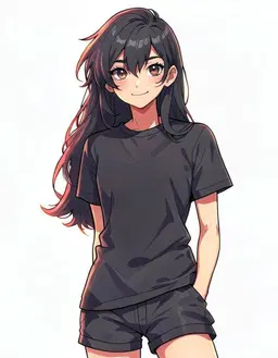 Redraw the person in the reference image as a character portrait of them, fully clothed, Full-body, Happily content, clean anime character art, cel-shaded 2D illustration, crisp lineart, vivid colours, soft rim lighting, head and shoulders, facing forward, plain flat white background. Keep their face, hairstyle and distinguishing features clearly recognisable as the same person.
