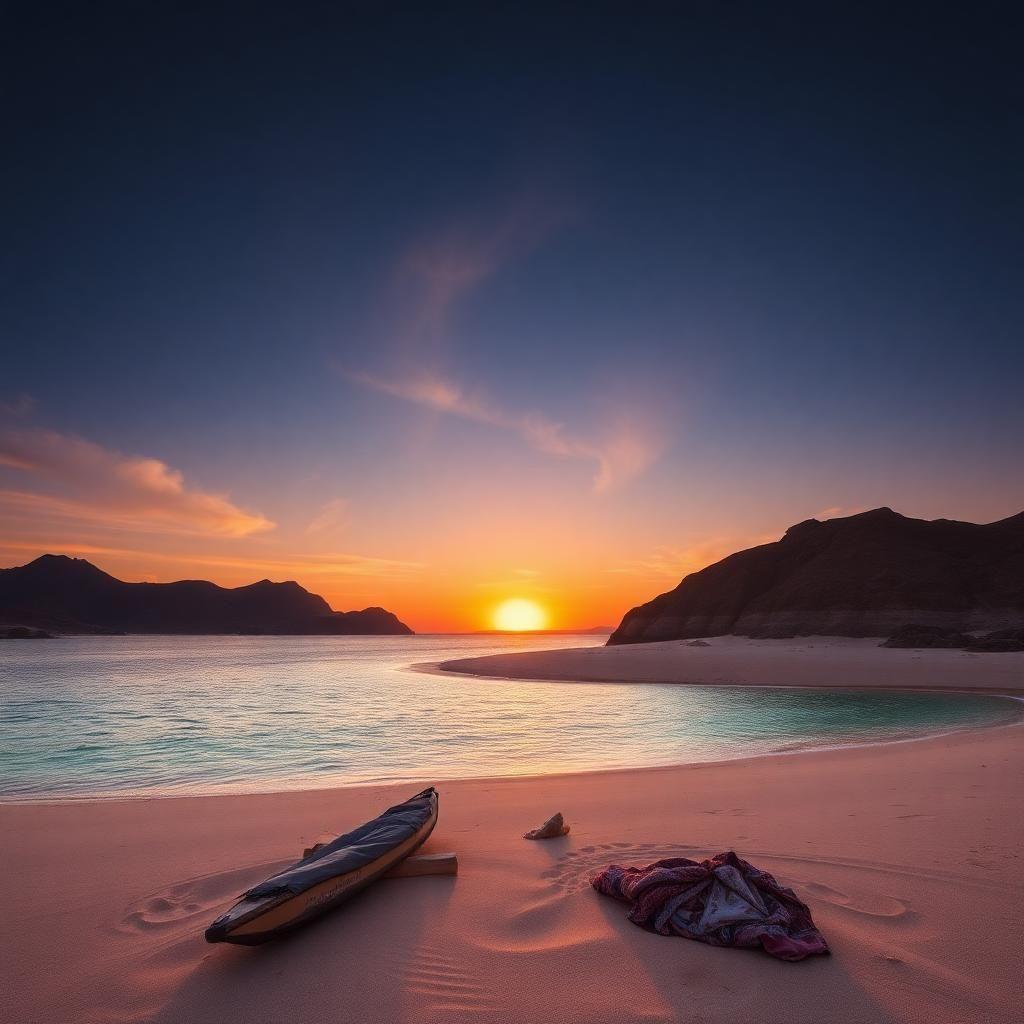 wonderful sunset desert paradise island