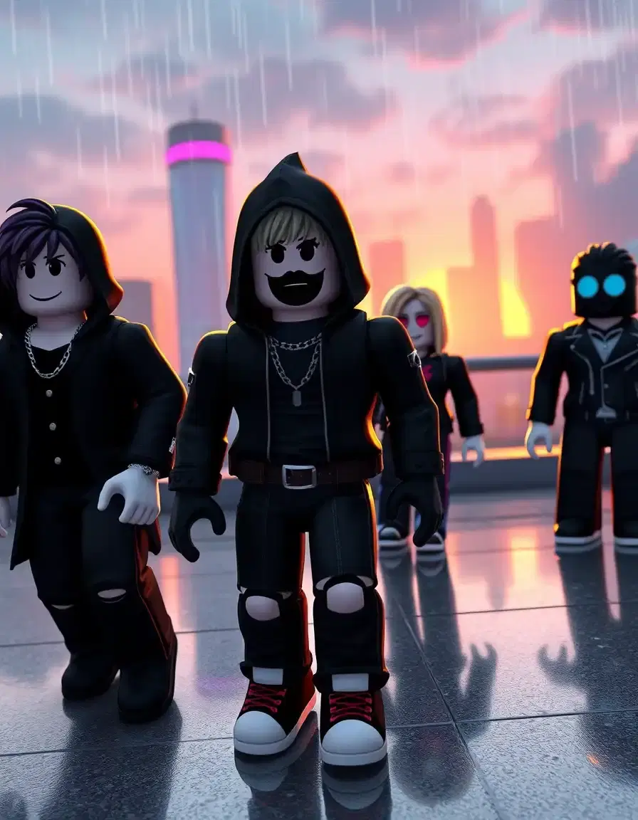 CHARACTERS 51–75 (AESTHETIC + STYLE)
Roblox avatar, emo aesthetic, black layered outfit, chains, rainy neon city
Roblox avatar, preppy aesthetic, pastel outfit, beach sunset
Roblox avatar, soft boy aesthetic, oversized hoodie, cloudy sky world
Roblox avatar, rich elite, luxury designer suit, gold penthouse
Roblox avatar, kawaii aesthetic, pink outfit, anime town
Roblox avatar, slender style, tall black outfit, fog forest
Roblox avatar, darkcore avatar, minimal black suit, void background
Roblox avatar, fashion model, high-end outfit, runway spotlight
Roblox avatar, influencer, trendy outfit, neon studio
Roblox avatar, skater, streetwear, urban skate park
Roblox avatar, street artist, paint hoodie, graffiti alley
Roblox avatar, cyber fashion icon, glowing outfit, neon city
Roblox avatar, vintage retro avatar, classic blocky outfit, old Roblox world
Roblox avatar, gamer pro, headset, RGB room
Roblox avatar, luxury traveler, designer outfit, airport lounge
Roblox avatar, beach surfer, casual outfit, ocean waves
Roblox avatar, nightclub VIP, stylish outfit, neon club
Roblox avatar, music artist, stage outfit, concert stage
Roblox avatar, dancer, street outfit, spotlight stage
Roblox avatar, content creator, casual setup, streaming room
Roblox avatar, biker, leather jacket, highway sunset
Roblox avatar, athlete, sports gear, stadium
Roblox avatar, gym warrior, workout gear, fitness gym
Roblox avatar, model influencer, aesthetic outfit, rooftop sunset
Roblox avatar, luxury shopper, designer clothes, high-end mall