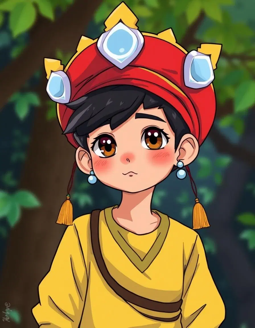 an anime cel-shaded depiction of bal roop ganesh ji. he is a young boy. the style is anime cel shading.