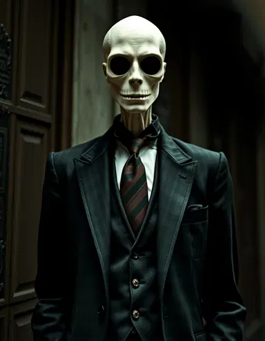 Slenderman man in old money suit