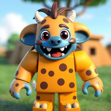 Create a unique animated Cute kid"Monster" Monster Roblox "blue" character a playful expression, in the game Roblox brick style of a African animal simulator.