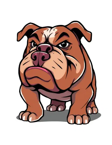 A stylized GTA (Grand Theft Auto) video game style character illustration of a tough-looking bulldog with exaggerated features, bold outlines, and vibrant colors typical of GTA artwork.
