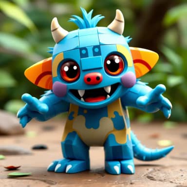 Create a unique animated Cute kid"Monster" Monster Roblox "blue" character a playful expression, in the game Roblox brick style of a African animal simulator.
