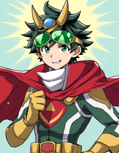 My Hero academia, Izuku Midoriya in his Hero costume.