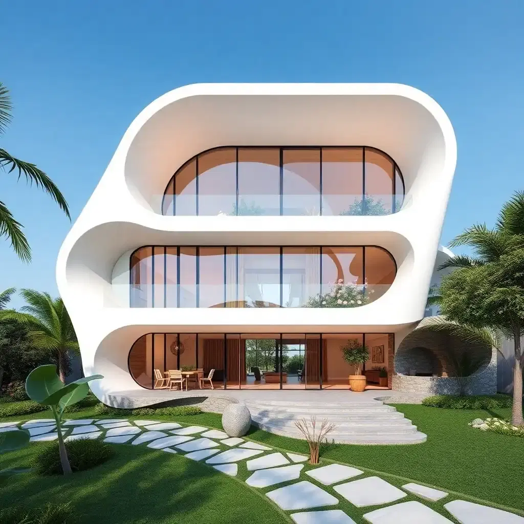 create a cutting-edge sustainable architecture that fuses the latest innovative trends with a strikingly original design language, while maintaining a subtle nod to the natural world.