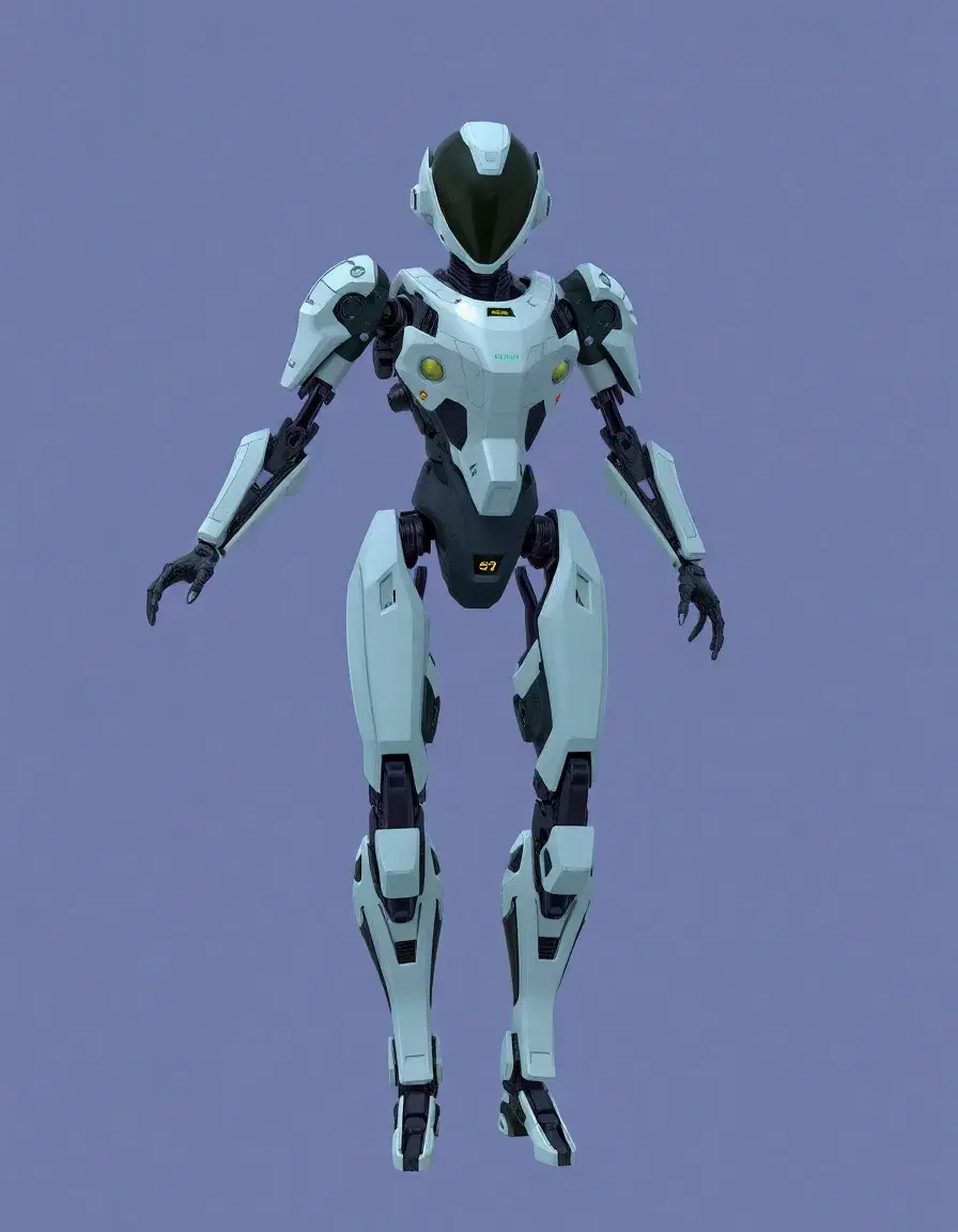 Robot Design Futuristic Android: Robot design for a futuristic android, mechanical and humanoid form. Sci-fi and technological.