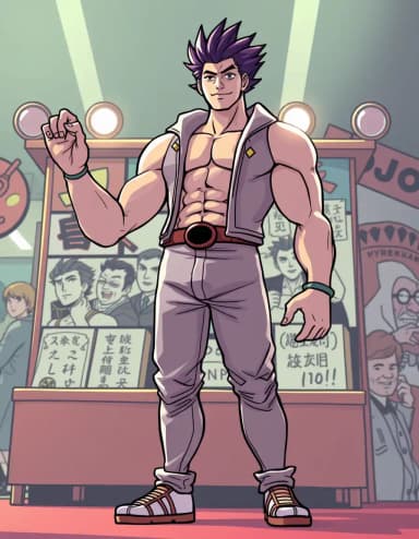 i man stand front of his Jojo's japanese cartoon stand