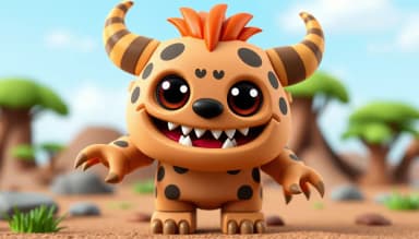 Create a unique animated Cute kid"Monster" Monster Roblox character a playful expression, in the game Roblox brick style of a African animal simulator.