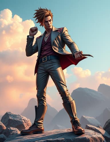 Um homem em estilo jojo bizarre adventures com um stand