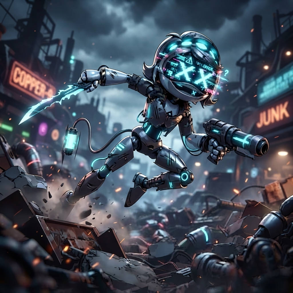 Glitched — a kind of Murder Drones character, painted on GenTube